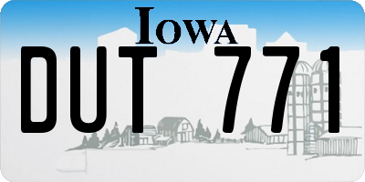 IA license plate DUT771
