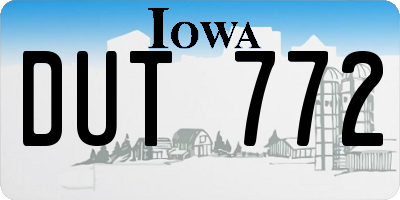 IA license plate DUT772