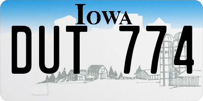 IA license plate DUT774