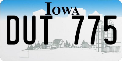 IA license plate DUT775