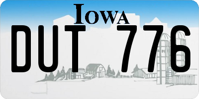 IA license plate DUT776