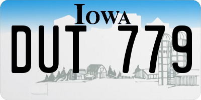 IA license plate DUT779