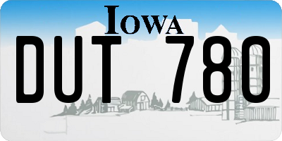 IA license plate DUT780