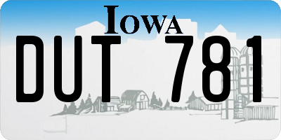 IA license plate DUT781