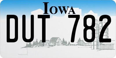 IA license plate DUT782
