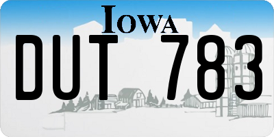 IA license plate DUT783