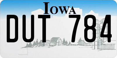 IA license plate DUT784