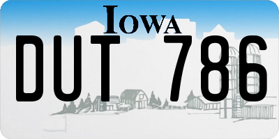 IA license plate DUT786
