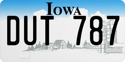 IA license plate DUT787