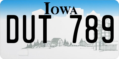 IA license plate DUT789
