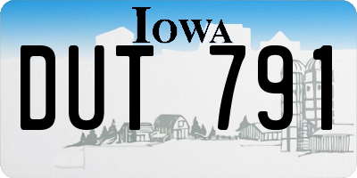 IA license plate DUT791