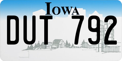 IA license plate DUT792