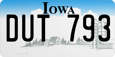 IA license plate DUT793