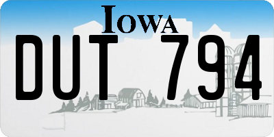 IA license plate DUT794
