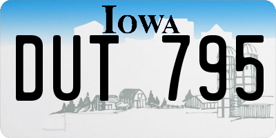 IA license plate DUT795