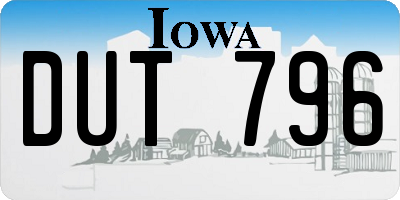 IA license plate DUT796