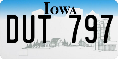 IA license plate DUT797