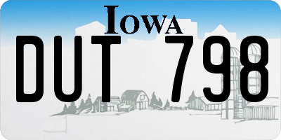 IA license plate DUT798
