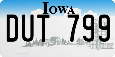 IA license plate DUT799