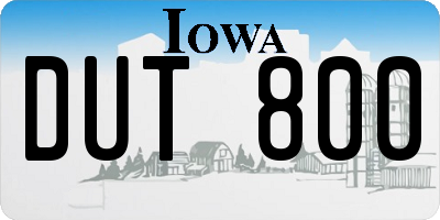 IA license plate DUT800