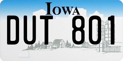 IA license plate DUT801