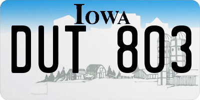 IA license plate DUT803