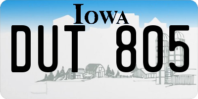 IA license plate DUT805