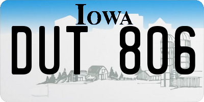 IA license plate DUT806