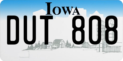 IA license plate DUT808