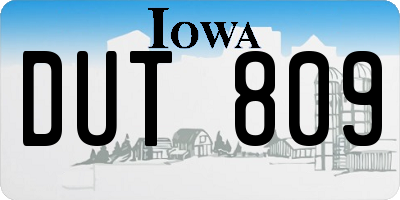 IA license plate DUT809
