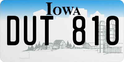 IA license plate DUT810