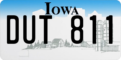 IA license plate DUT811