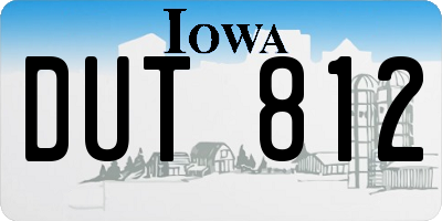 IA license plate DUT812