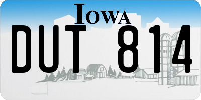 IA license plate DUT814