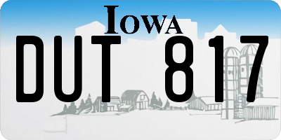IA license plate DUT817