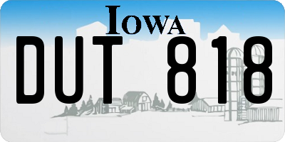 IA license plate DUT818