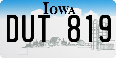 IA license plate DUT819