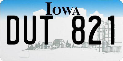 IA license plate DUT821