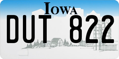 IA license plate DUT822