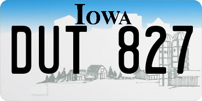 IA license plate DUT827