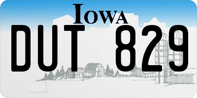 IA license plate DUT829