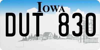 IA license plate DUT830