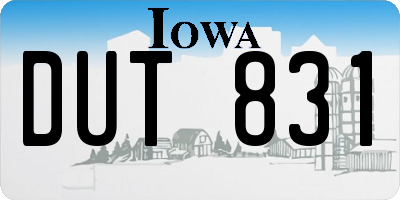 IA license plate DUT831
