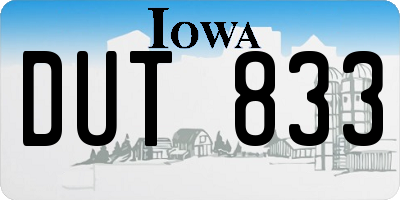IA license plate DUT833
