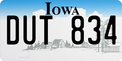 IA license plate DUT834