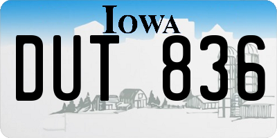 IA license plate DUT836