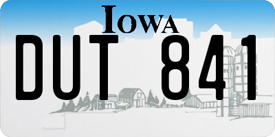 IA license plate DUT841