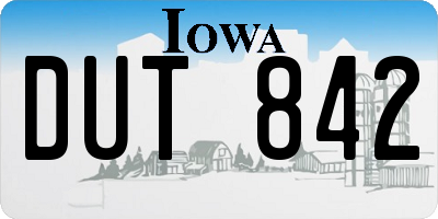 IA license plate DUT842