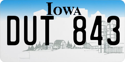 IA license plate DUT843
