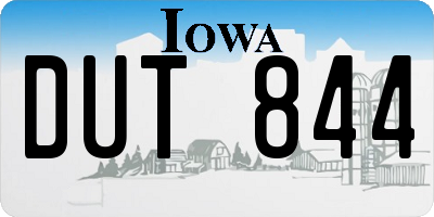 IA license plate DUT844
